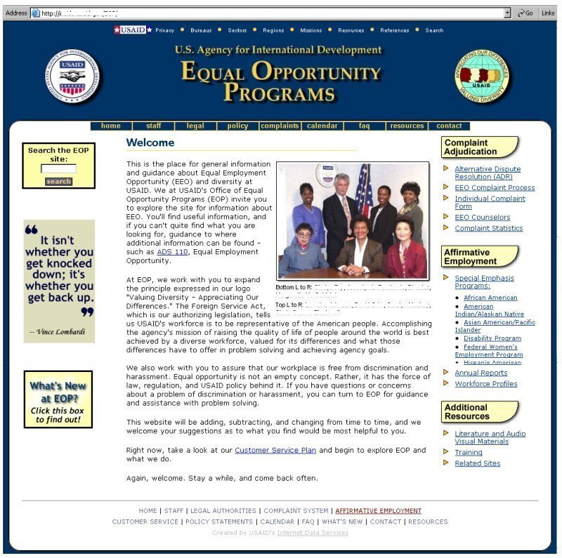 eop home page screen shot